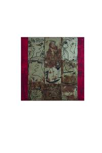 tela con applicazione metallica 80x80 pennarello